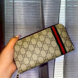 Wallet, brown, green & red